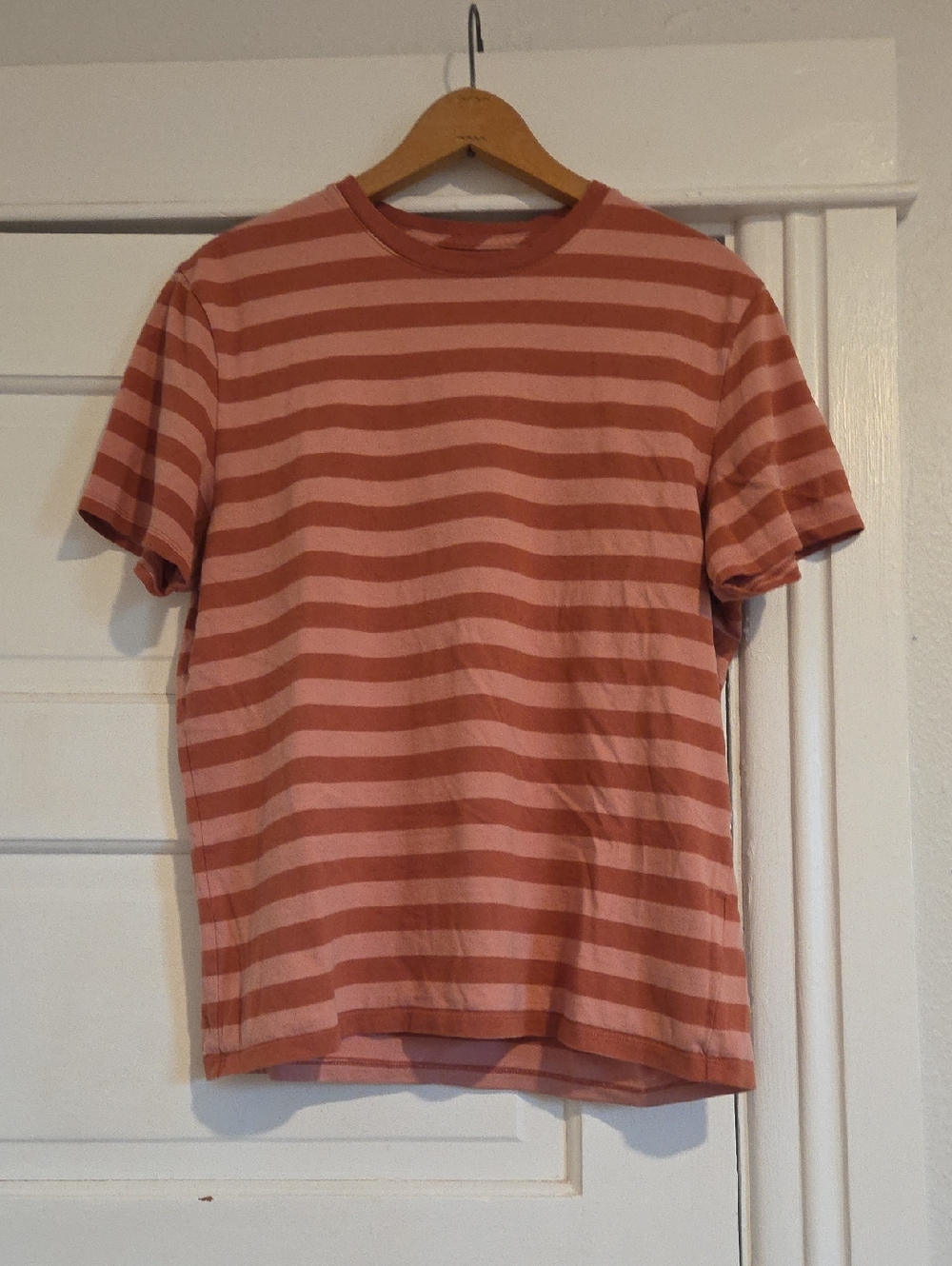 Everlane Men's Striped Short-Sleeve Tee in Rose and Coral Size Medium